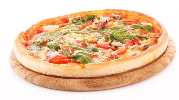 Pizza isolata su bianco Immagini Stock Royalty Free