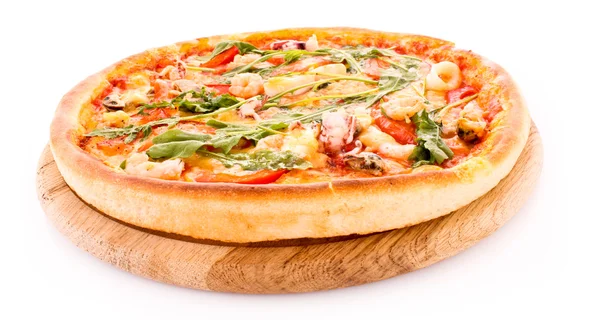Pizza isolata su bianco Immagini Stock Royalty Free