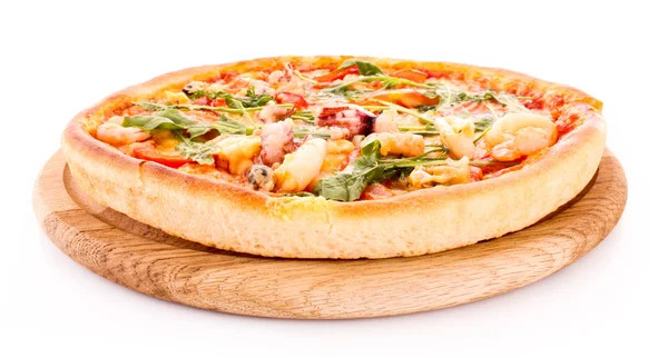 Pizza isolata su bianco Immagine Stock