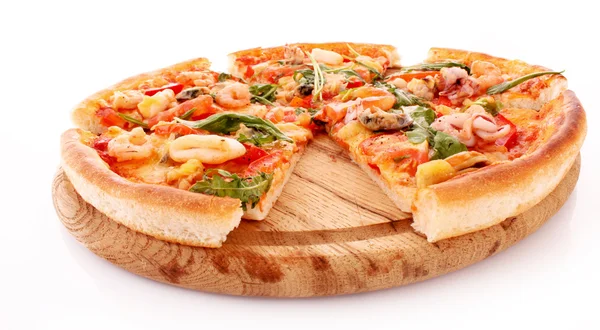 Pizza isolata su bianco Fotografia Stock