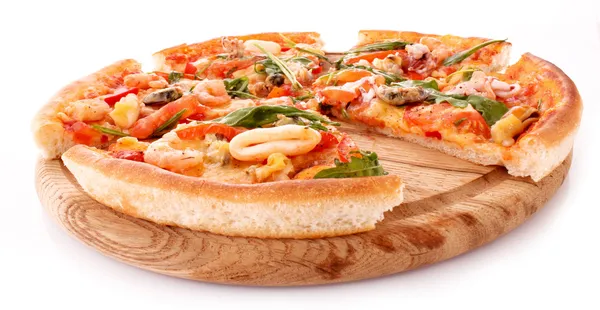 Pizza isolata su bianco Immagine Stock