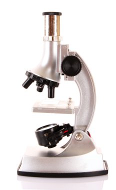 tıbbi mikroskop üzerinde beyaz izole