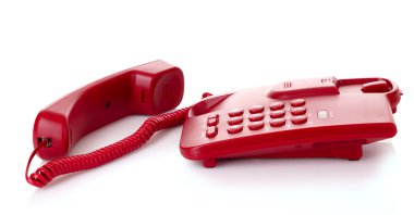 beyaz izole kırmızı telefon