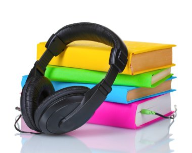 Headphones on books clipart