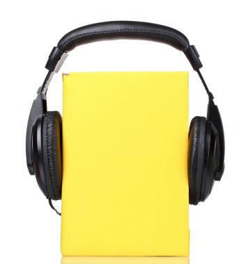 Headphones on book clipart