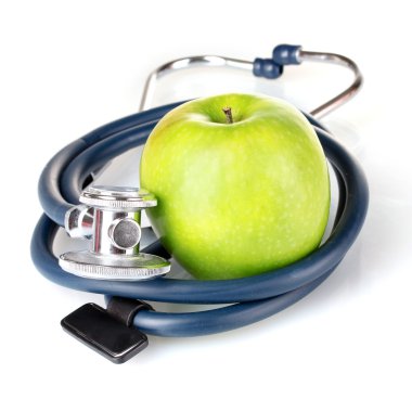 sağlık stetoskop ve elma