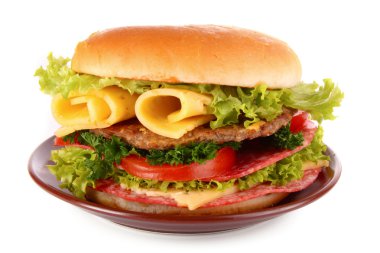 Hamburger isolated on white clipart