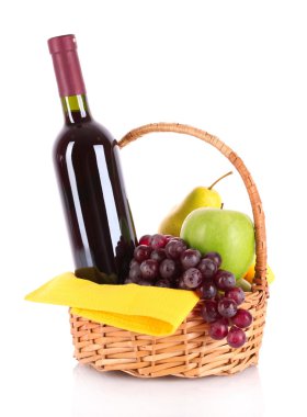 şarap ve meyve üzerinde beyaz izole