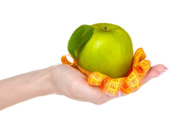 kadın el apple ve ölçüm bandı