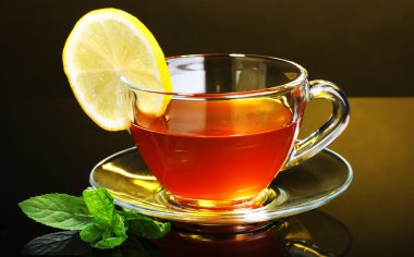 Tea with lemon and mint clipart