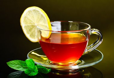 Tea with lemon and mint clipart