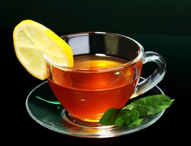 Tea with lemon and mint clipart