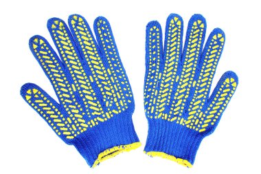 Blue work gloves isolated on white background clipart