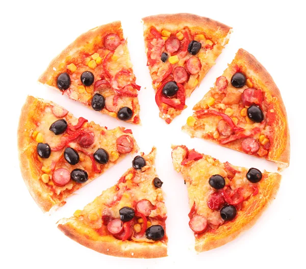 흰색 절연 올리브 슬라이스 피자 — 스톡 사진