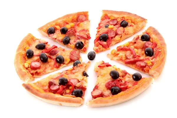 用橄榄上白色隔离片的披萨 — 图库照片