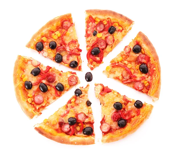 白で隔離されるオリーブ スライス ピザ — ストック写真