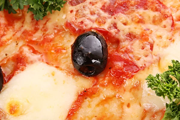 Pizza with olives closeup — Stock Photo, Image
