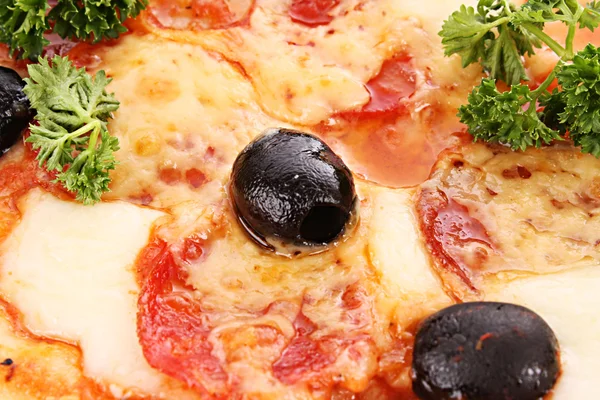 Pizza met olijven close-up — Stockfoto