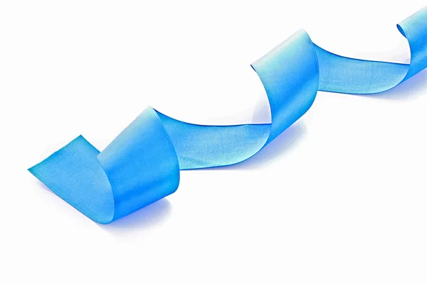 Blue textile ribbon isolated on white — Zdjęcie stockowe