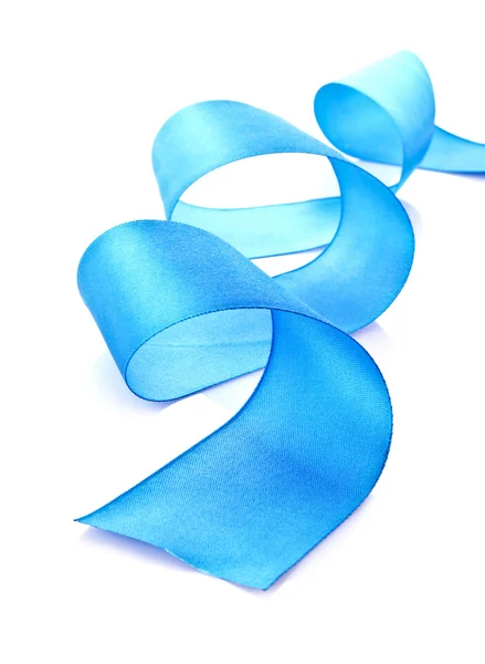 Ruban textile bleu isolé sur blanc — Photo