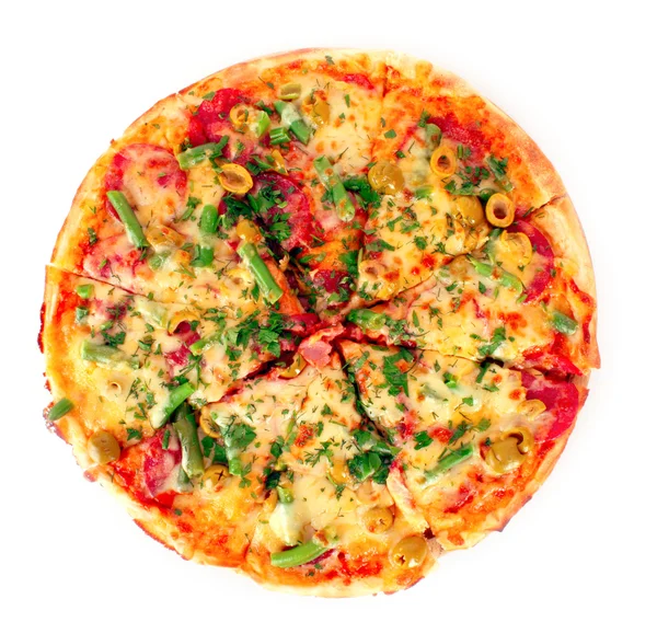 在白色上隔离的披萨 — 图库照片