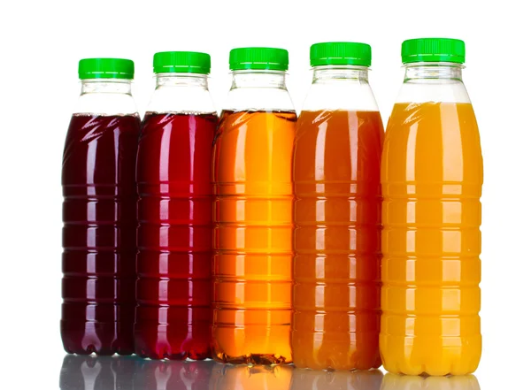 Bottles with juice isolated on white — Stock Photo, Image