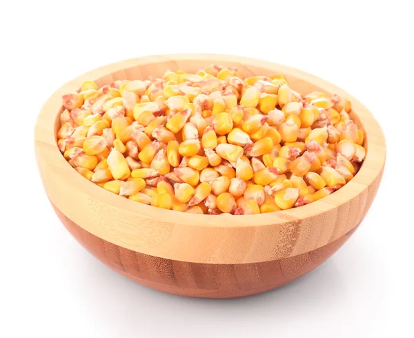 Corn in wooden bowl — Stock Photo, Image