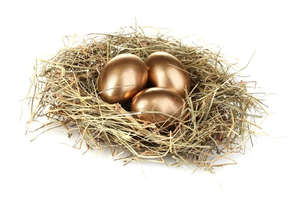 Goldene Eier im Nest — Stockfoto