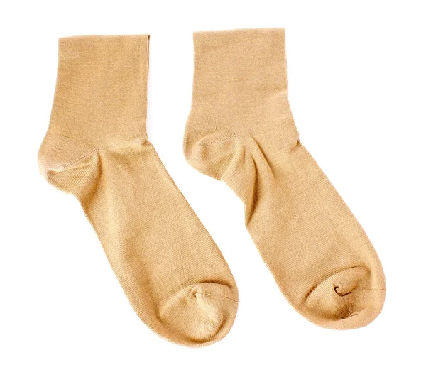 Beyaz izole kahverengi çorap — Stok fotoğraf