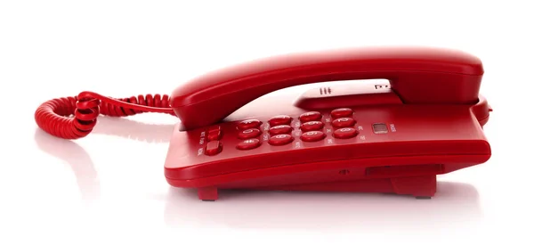 白で隔離される赤い電話 — ストック写真