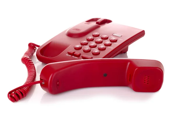 Beyaz izole kırmızı telefon — Stok fotoğraf