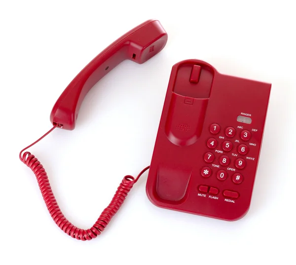 Telefone vermelho isolado no branco — Fotografia de Stock