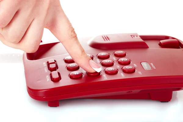 A ligar para o telefone vermelho. — Fotografia de Stock