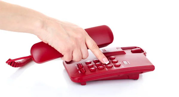 빨간 전화에 전화 걸기 — 스톡 사진