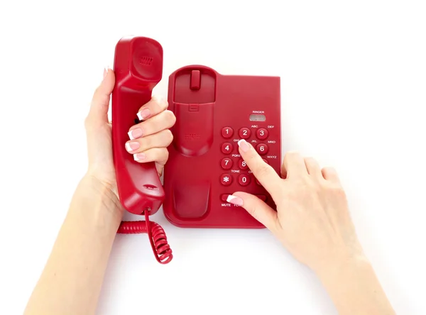 빨간 전화에 전화 걸기 — 스톡 사진