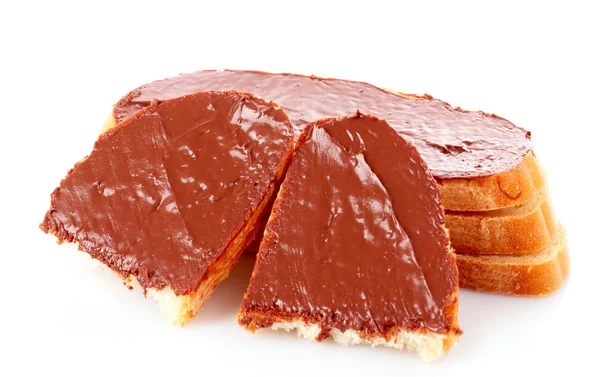 Chléb s čokoládou izolovaných na bílém — Stock fotografie