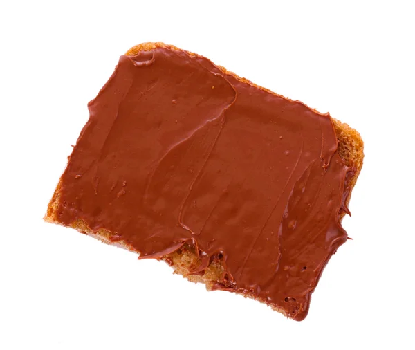 Brood met chocolade op wit wordt geïsoleerd — Stockfoto