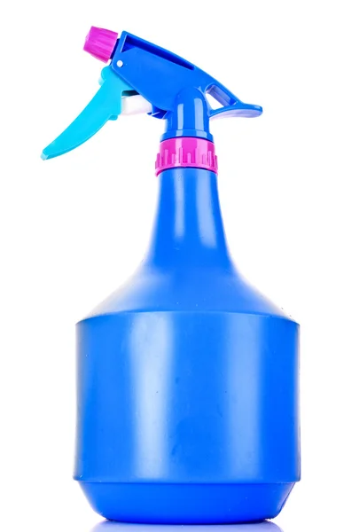 Blaue Sprühflasche auf weiß — Stockfoto