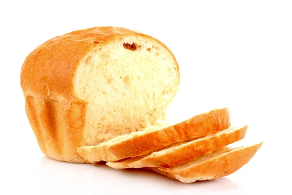 Pane affettato isolato su bianco — Foto Stock