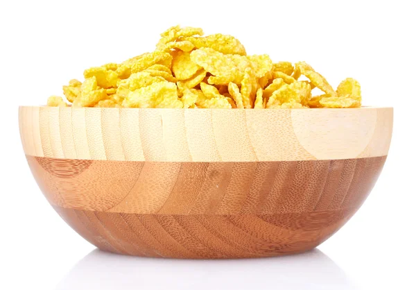 Tasty cornflakes in wooden — Stock Photo, Image