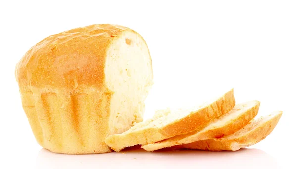 स्लाइड ब्रेड सफेद पर अलग — स्टॉक फ़ोटो, इमेज