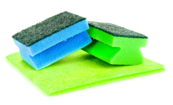 Cleaning sponges isolated on white — Stock Photo, Image