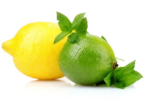 Verse limoen, citroen en mint — Stockfoto