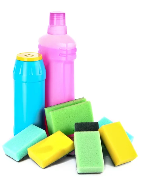 Prodotti per la pulizia isolati su bianco — Foto Stock