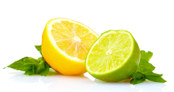 Fresh lime, lemon and mint — Stock Photo, Image