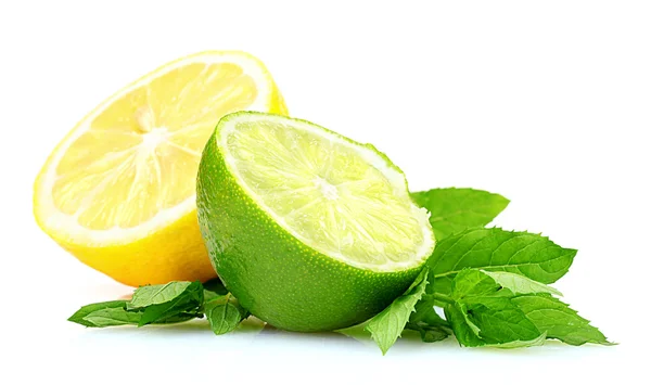 Verse limoen, citroen en mint — Stockfoto