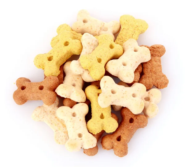 Suché krmivo pro psy v kosti obrazce izolovaných na bílém — Stock fotografie
