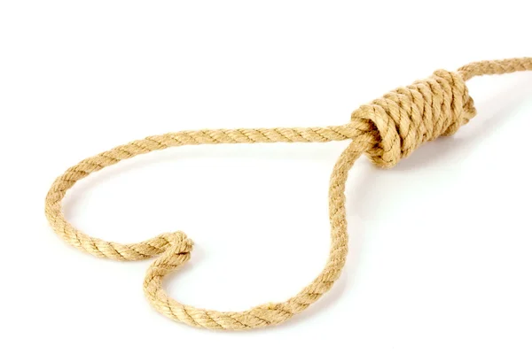 Suicide Noose in heart symbol isolated on white — Stock Photo, Image
