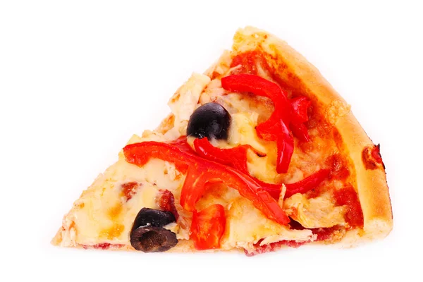 Pizza with olives and tomatoes closeup — Stock Photo, Image