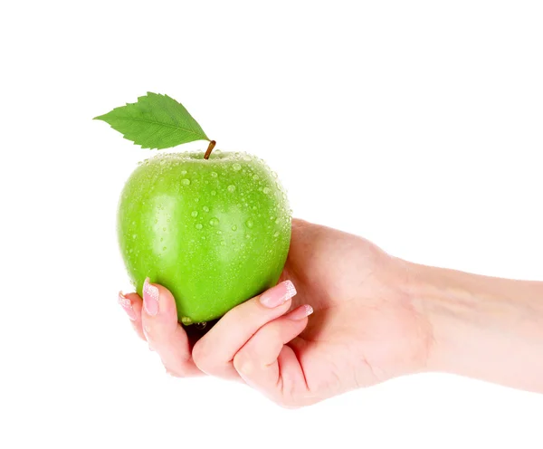 Uma maçã na mão isolada em branco — Fotografia de Stock